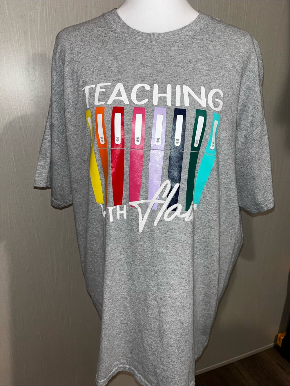 "Teaching with flair" custom-made top, XL